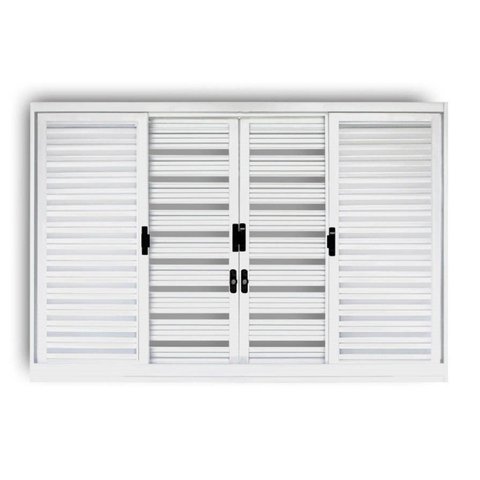 Janela de Aço Veneziana de Correr 100x120cm 6 Folhas Coflx MGM Branco