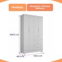 Ver imagem 3 de Guarda-Roupa 4 Portas Reflecta com 3 Gavetas Nature com Off White Yescasa