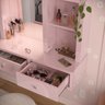 Penteadeira Camarim Suspensa com Gavetas e Espelho:rose - 3