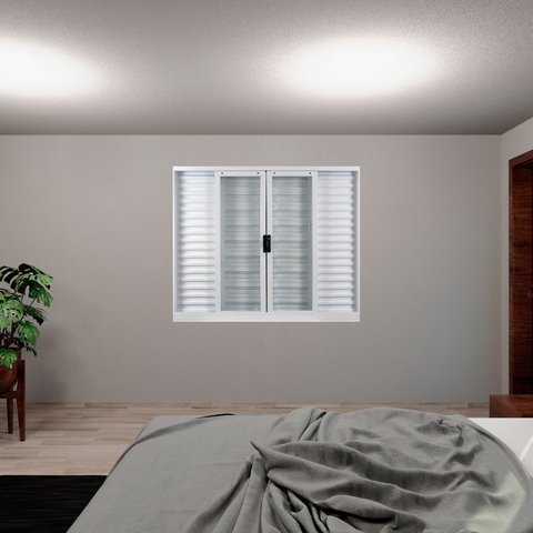 Janela de Aço Veneziana de Correr 100x150cm 6 Folhas Coflx MGM Branco