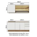 Ver imagem 4 de Armário de Cozinha Compacta 180cm Rustic Branco Glamy Madesa 06