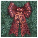 Ver imagem 1 de Kit 2 Enfeite Árvore Natal Laço Vermelho Camurça 31 Cm
