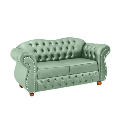Namoradeira Chesterfield Merlo 2 Lugares - Veludo Azul Acqua / Decoração, recepção, sala tv estar
