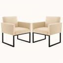 Ver imagem 1 de Kit 2 Poltronas para Recepção Lina com Base de Ferro Preto Resistente Bege