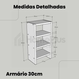 Sapateira Armário Multiuso MDF Branco 30cm - 5