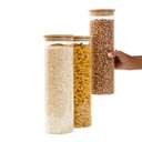 Ver imagem 2 de Kit 3 Potes de Vidro 2l Tampa de Bambu Herméticos - Tüd