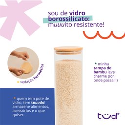 Kit 3 Potes de Vidro 2l Tampa de Bambu Herméticos - Tüd - 4