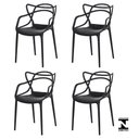 Ver imagem 2 de Kit 4 Cadeiras Polipropileno Allegra Preta La Mobilia: Design para Sala de Jantar e Varanda