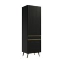 Ver imagem 1 de Paneleiro Armário de Cozinha com 2 Portas 62cm Retrô Florença Multimóveis MP3778 Preto