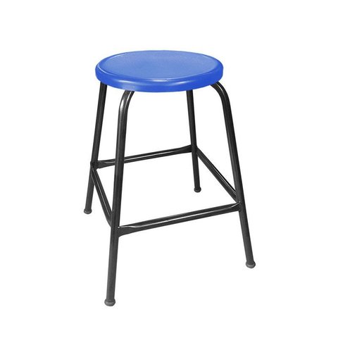 Banco de Metal Assento Plástico Azul Empilhável e 55cm Altura