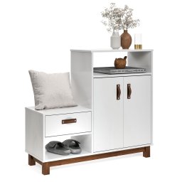 Sapateira com Assento 3 Portas Organic Ej Móveis:branco - 6
