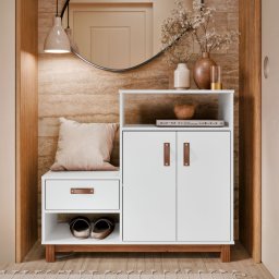 Sapateira com Assento 3 Portas Organic Ej Móveis:branco - 2