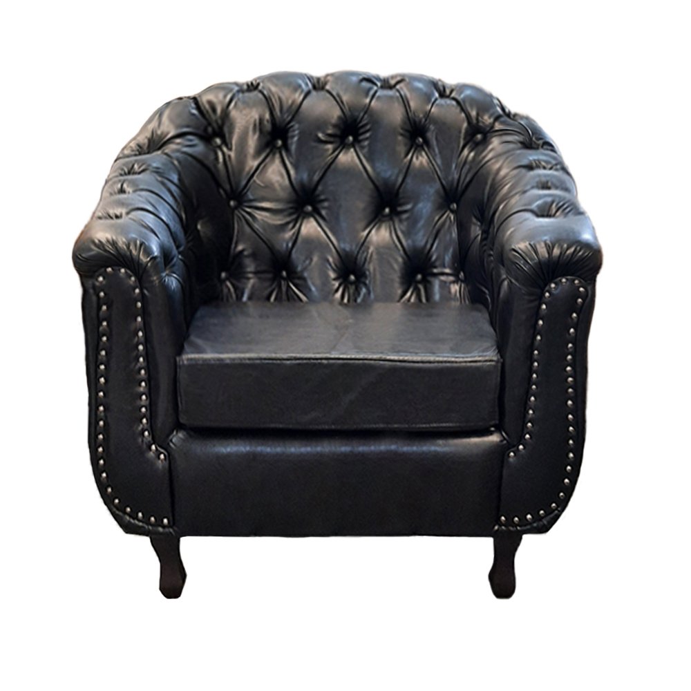 Poltrona Chesterfield Couríssimo Preto - Dominic Decor