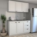 Ver imagem 1 de Cozinha Compacta Essenza para Pia 5 Portas 3 Gavetas 100% Mdf Branco Fosco - Panorama Móveis