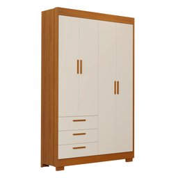 Guarda-roupa Zaki 4 Portas 3 Gavetas Areia/savana Reller - 1