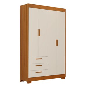 Guarda-roupa Zaki 4 Portas 3 Gavetas Areia/savana Reller