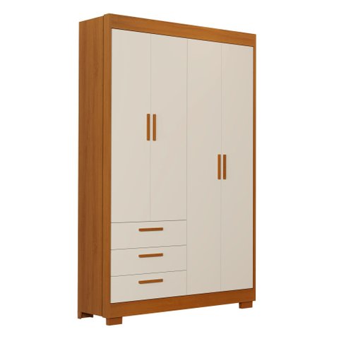 Guarda-roupa Zaki 4 Portas 3 Gavetas Areia/savana Reller