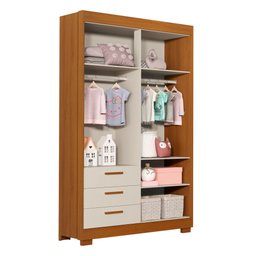 Guarda-roupa Zaki 4 Portas 3 Gavetas Areia/savana Reller - 2