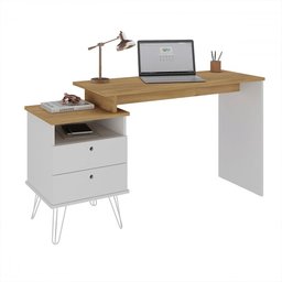 Mesa Escrivaninha Plus 2 Gavetas Olmo/branco - Artany - 1