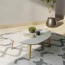 Ver imagem 1 de Mesa de Centro Tb625 em Mdf Orgânica 120cm com Pés de Madeira Off White Freijó Dalla Costa