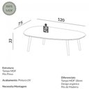 Ver imagem 2 de Mesa de Centro Tb625 em Mdf Orgânica 120cm com Pés de Madeira Off White Freijó Dalla Costa