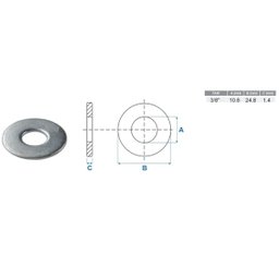 Kit 100 Arruela Lisa Zincada 3/8" - Mister - 2