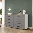 Ver imagem 1 de Cômoda Valência com 8 Gavetas 150x84cm Branco/Cinza 240829