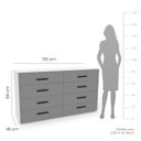 Ver imagem 4 de Cômoda Valência com 8 Gavetas 150x84cm Branco/Cinza 240829