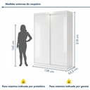 Ver imagem 3 de Guarda Roupa Solteiro Império Light 138cm 2 Portas 2 Gavetas - Branco