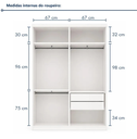 Ver imagem 6 de Guarda Roupa Solteiro Império Light 138cm 2 Portas 2 Gavetas - Branco