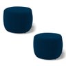 Kit 02 Puffs Decorativos Living Aisha Orgânico Redondo Bouclê Azul Marinho - Desk Design - 1