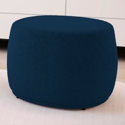 Kit 02 Puffs Decorativos Living Aisha Orgânico Redondo Bouclê Azul Marinho - Desk Design - 2