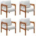 Ver imagem 1 de Kit 4 Poltrona Sala Decorativa Dallas Estofada Boucle Cru Base Madeira Castanho - Arkell