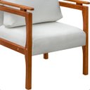 Ver imagem 4 de Kit 4 Poltrona Sala Decorativa Dallas Estofada Boucle Cru Base Madeira Castanho - Arkell