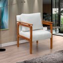 Ver imagem 2 de Kit 4 Poltrona Sala Decorativa Dallas Estofada Boucle Cru Base Madeira Castanho - Arkell