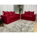 Ver imagem 1 de Sofá de 2 e 3 Lugares Porto Tecido Suede: Vermelho