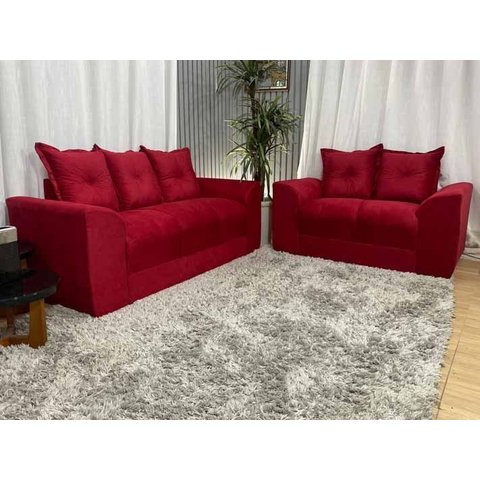 Sofá de 2 e 3 Lugares Porto Tecido Suede: Vermelho