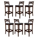 Ver imagem 1 de Kit 6 Banquetas Alta Estofada para Bancada Madri Madeira Capuccino Suede Cinza Ccs
