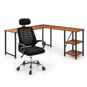 Ver imagem 2 de Mesa em L Industrial com Prateleira com Cadeira Diretor