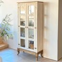 Ver imagem 1 de Cristaleira Madeira Maciça 2 Portas Vidro Rústica Branco Garapa D113 Denk