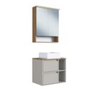 Ver imagem 1 de Conjunto para Banheiro Gabinete Suspenso 60cm com Cuba Espelheira com Led Cj8005.40 Mel/arenas