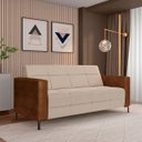 Ver imagem 2 de Sofá Living Decorativo Houston 2 Lugares 160cm Pés em Metal Veludo/ Pu Bege/ Marrom G33 - Gran Belo