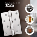Ver imagem 3 de Dobradiça para Porta Casanova Embutir Inox com Rolamento 4" X 3" 2.0mm 70kg com 3 Unidades + Parafus