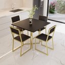 Ver imagem 1 de Conjunto Mesa de Jantar Quadrada Preta 4 Cadeiras Estofado Riviera Industrial Dourado Don Castro Dec