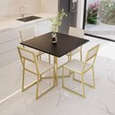 Ver imagem 4 de Conjunto Mesa de Jantar Quadrada Preta 4 Cadeiras Estofado Riviera Industrial Dourado Don Castro Dec