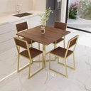 Ver imagem 5 de Conjunto Mesa de Jantar Quadrada Preta 4 Cadeiras Estofado Riviera Industrial Dourado Don Castro Dec
