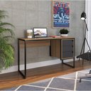 Ver imagem 1 de Mesa de Escritório Industrial com 3 Gavetas - Mel/Preto/Grafite