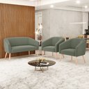 Ver imagem 2 de Namoradeira e 2 Poltronas Pé Palito Natural Stella Bouclê Menta D03 - D'Rossi