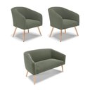 Ver imagem 1 de Namoradeira e 2 Poltronas Pé Palito Natural Stella Bouclê Menta D03 - D'Rossi