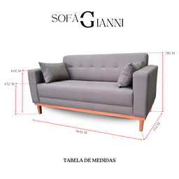 Sofá Gianni | Base de Madeira & Tecido Acquablock Impermeável | Medida 160cm | Cortiça - 6